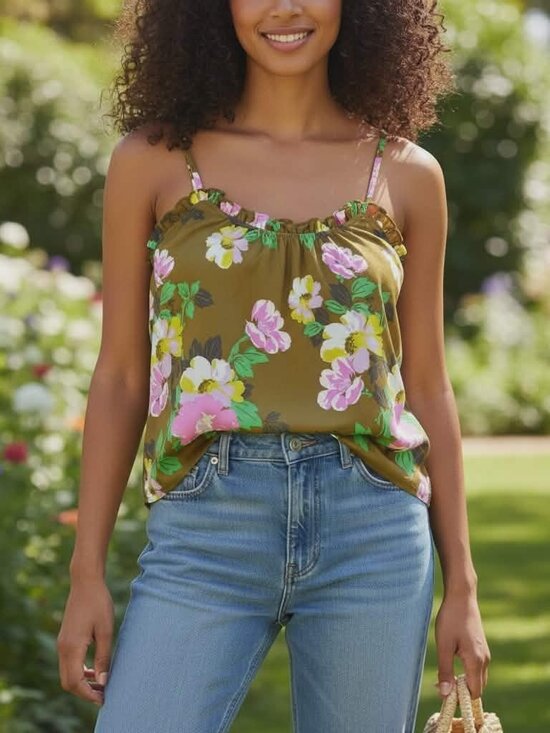 Aerie Tops - Aerie Floral Tank Top Women's Large Multicolor Sleeveless Pullover Boho Casual